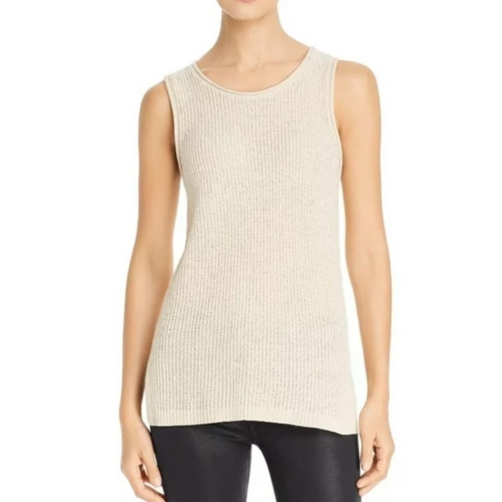 MARLED REUNITED CLOTHING Women's Beige Knit Ribbed Slitted Tunic Top Women's XS